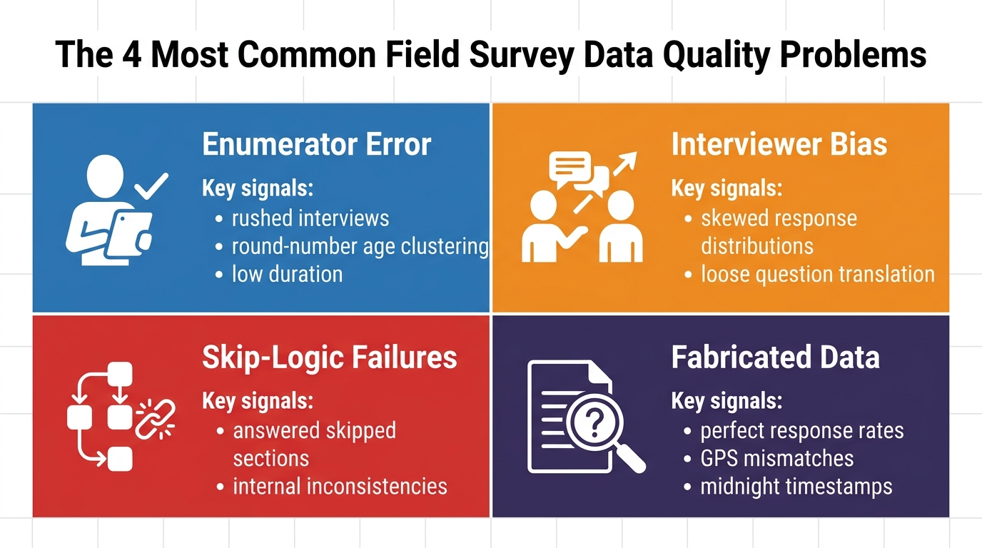 The Four Most Common Field Data Quality Problems: A Visual Overview