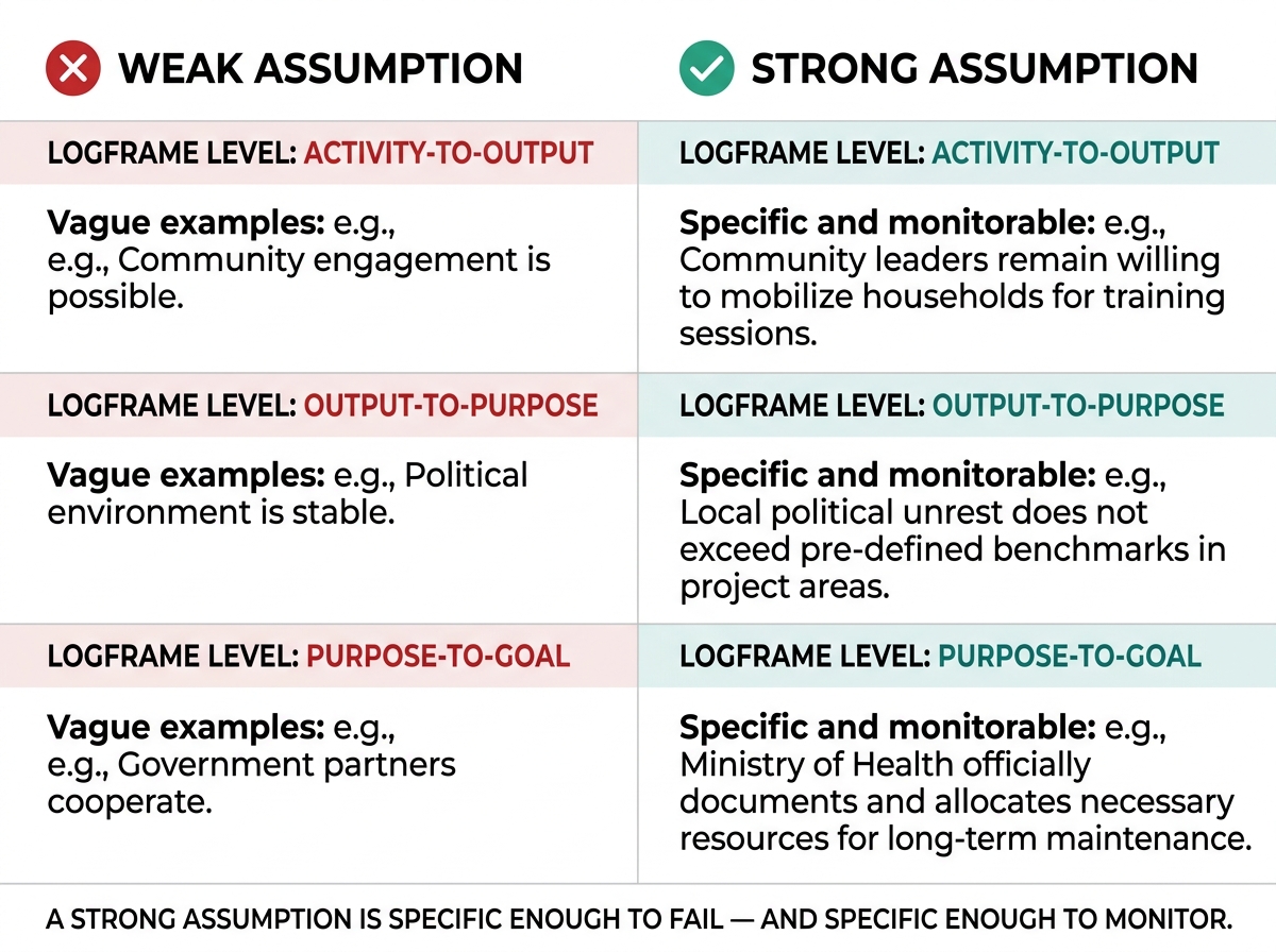 Weak vs. Strong Assumptions: A Visual Comparison