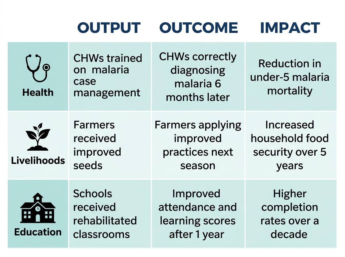 Sector Examples: Outputs vs Outcomes vs Impact